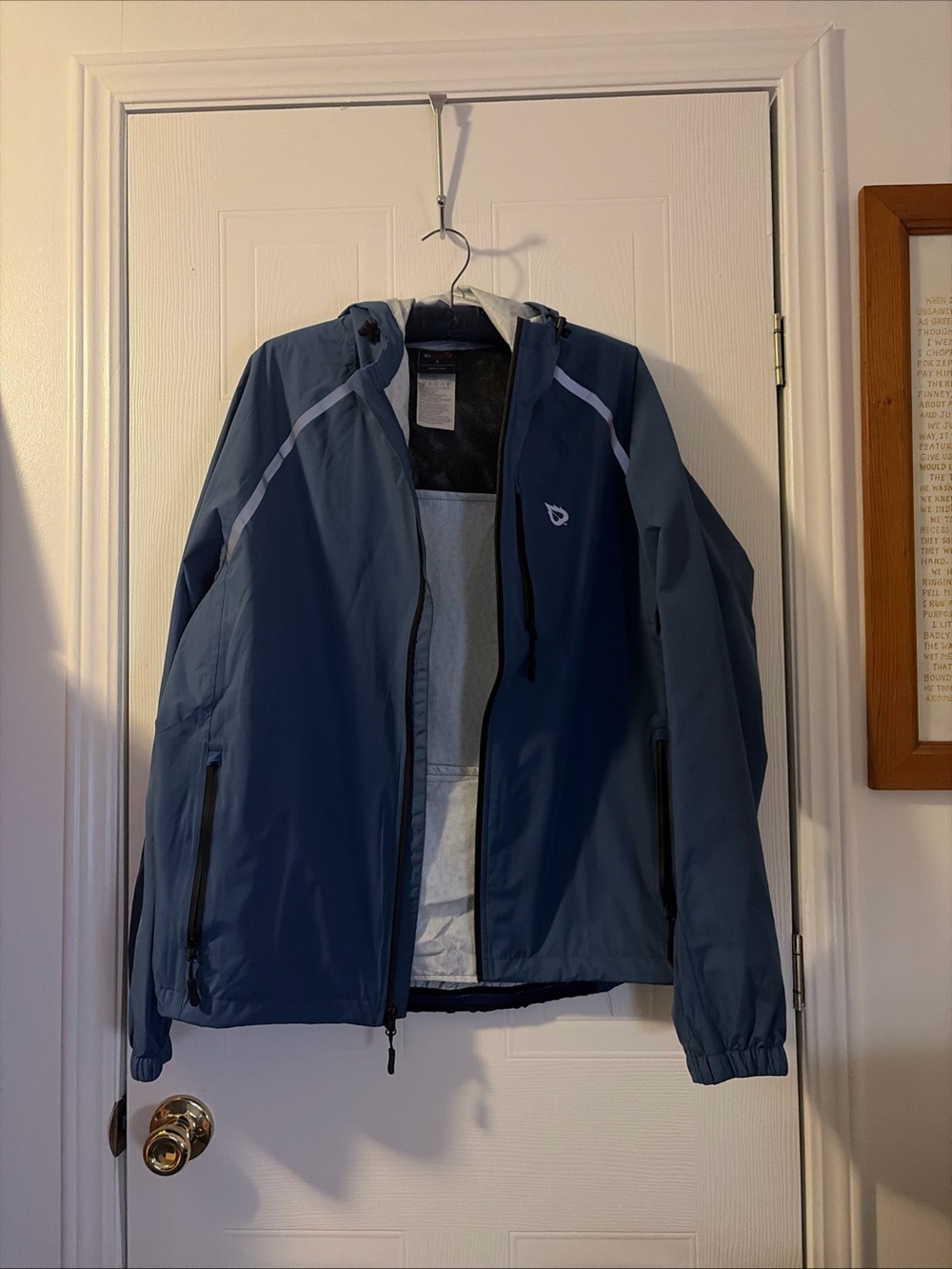 Baleaf Jacket Windbreaker Mens Size L Blue Cycling Hooded Waterproof Rain